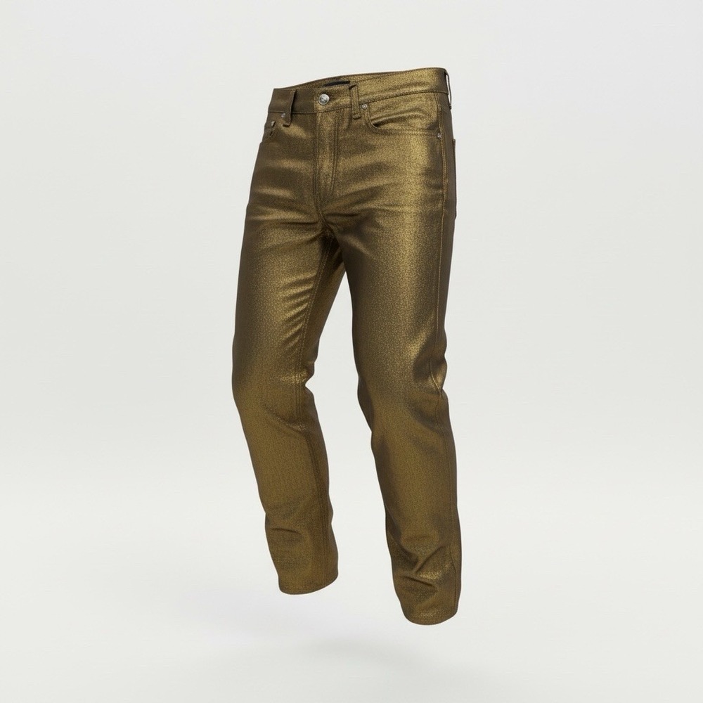 Versace Runway Gold Metallic Jeans CLG Certified Italy‎ $1,125 Retail Size 30